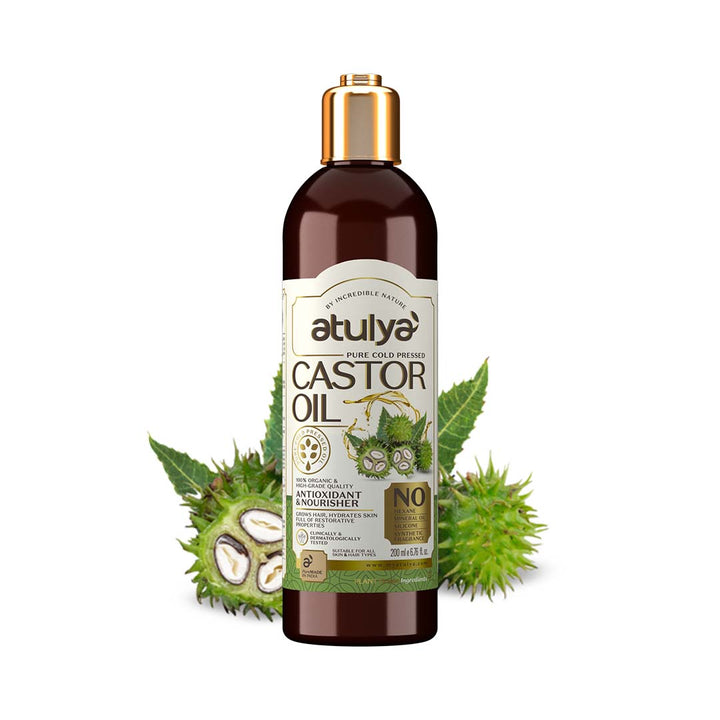 atulya Pure Cold Pressed Castor Oil - Hexane, Mineral Oil, Silicone & Synthetic Fragrance-Free (100% Natural)