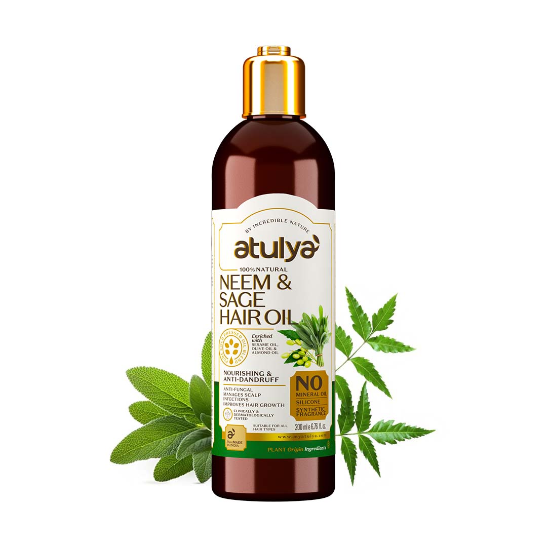 atulya Neem & Sage Hair Oil - Silicones, Parabens, Mineral Oil Free (100% Natural)