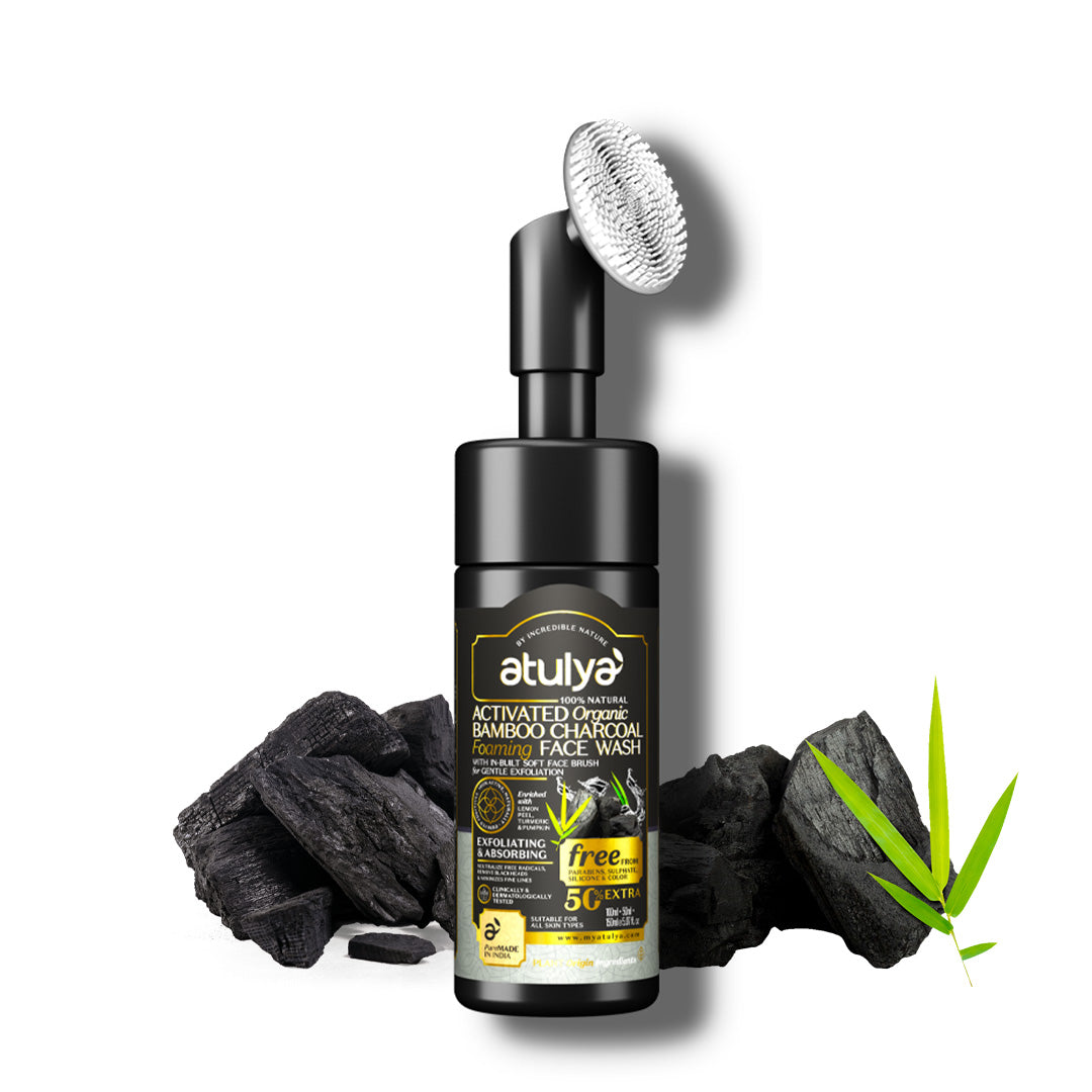 atulya Activated Organic Bamboo Charcoal Foaming Face Wash - 150gm