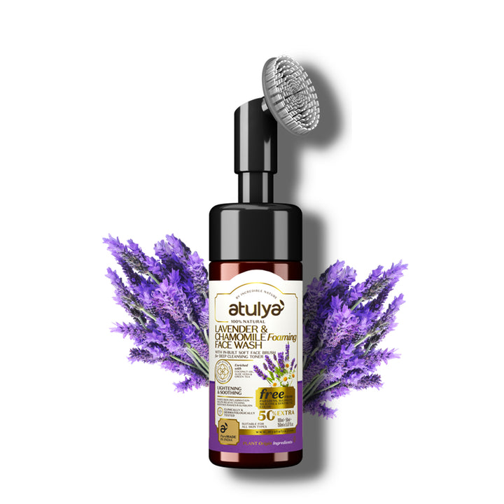 atulya Lavender & Chamomile Foaming Face Wash With  In-Built Soft Face Brush 150ml