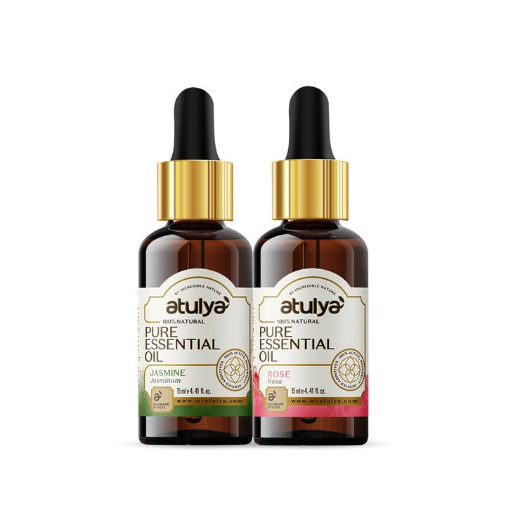 Atulya Jasmine & Rose Essential Oil Combo (Pack of 2)