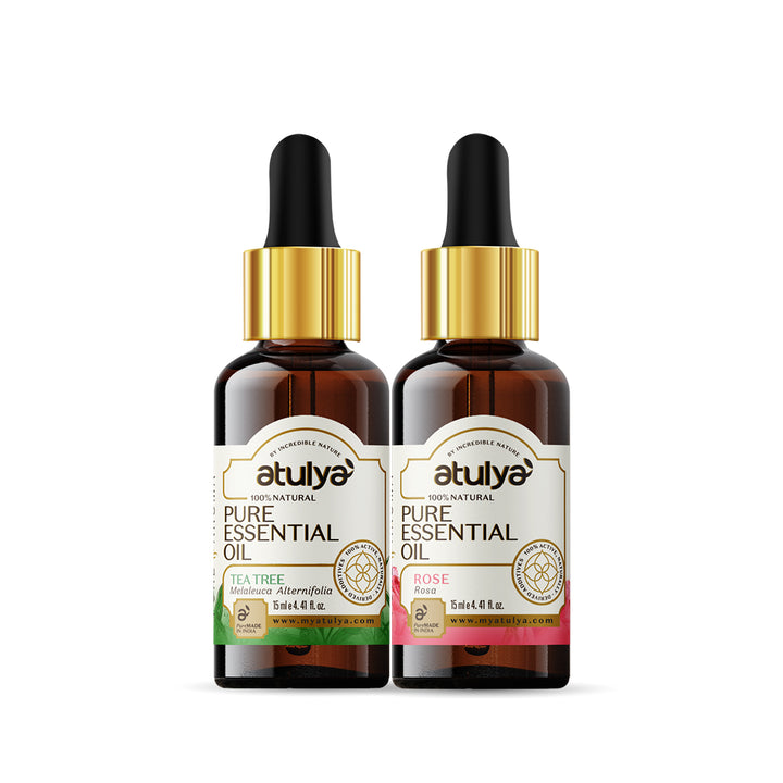 Atulya Tea Tree & Rose Essential Oil Combo (Pack of 2)