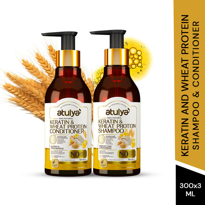 Atulya Keratin & Wheat Protein Shampoo & Conditioner Combo - 300ml Each