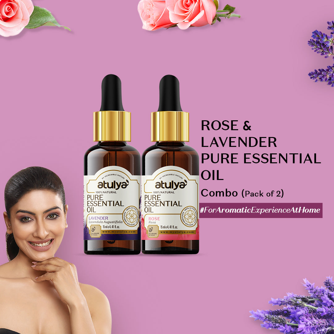 Atulya Rose & Lavender Essential Oil Combo (Pack of 2)