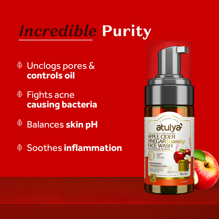 Atulya Apple Cider Vinegar Foaming Face Wash for Blackheads Removal - 100ml