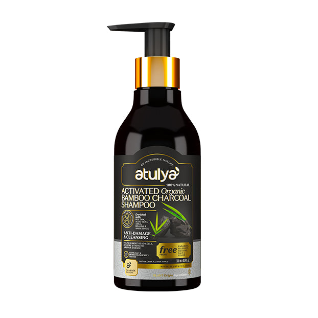 Atulya Activated Bamboo Charcoal Shampoo | Anti-damage and Cleansing - 300ml