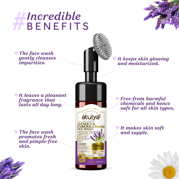 atulya Incredible Benefits of Lavender & Chamomile Foaming Face Wash