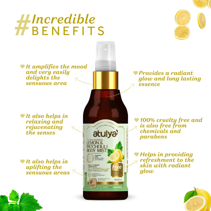 atulya Incredible Benefits of Lemon & Patchouli Body Mist