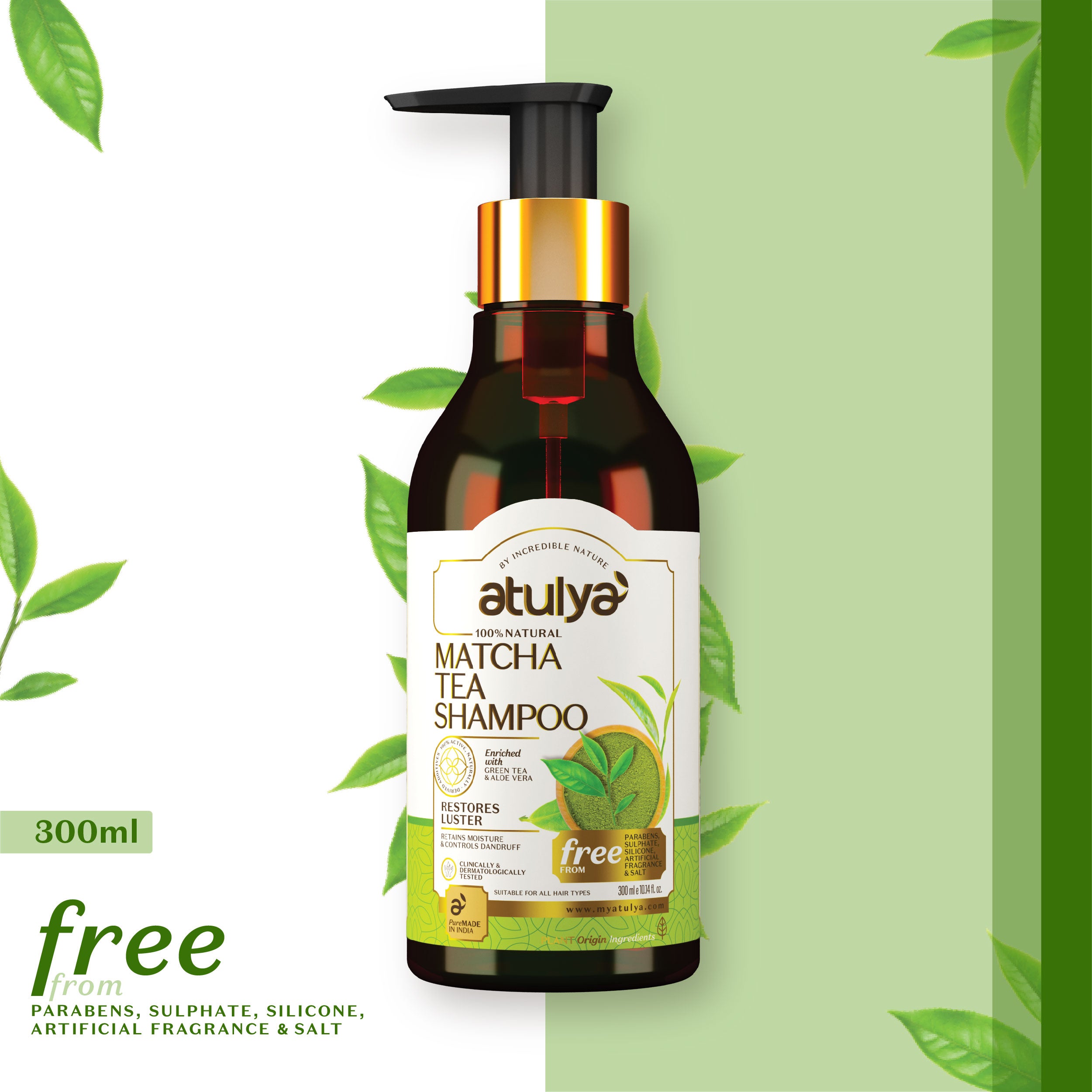 atulya Matcha Tea Hair Shampoo for Controlling Dandruff