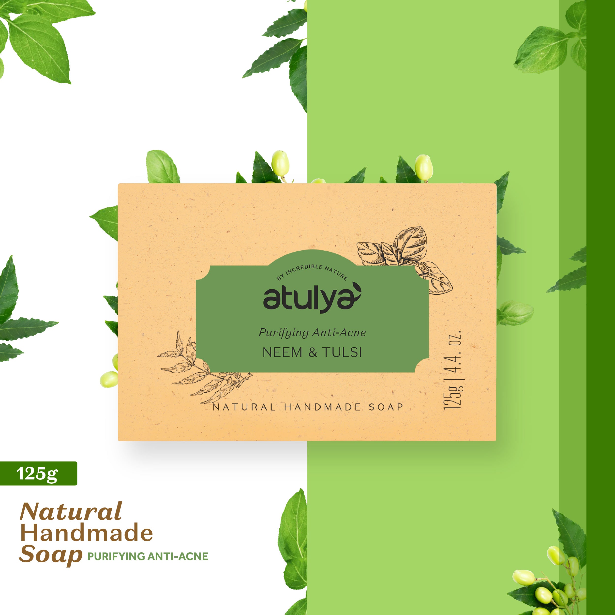 atulya Neem & Tulsi Soap For Curing Acne & Skin Infection