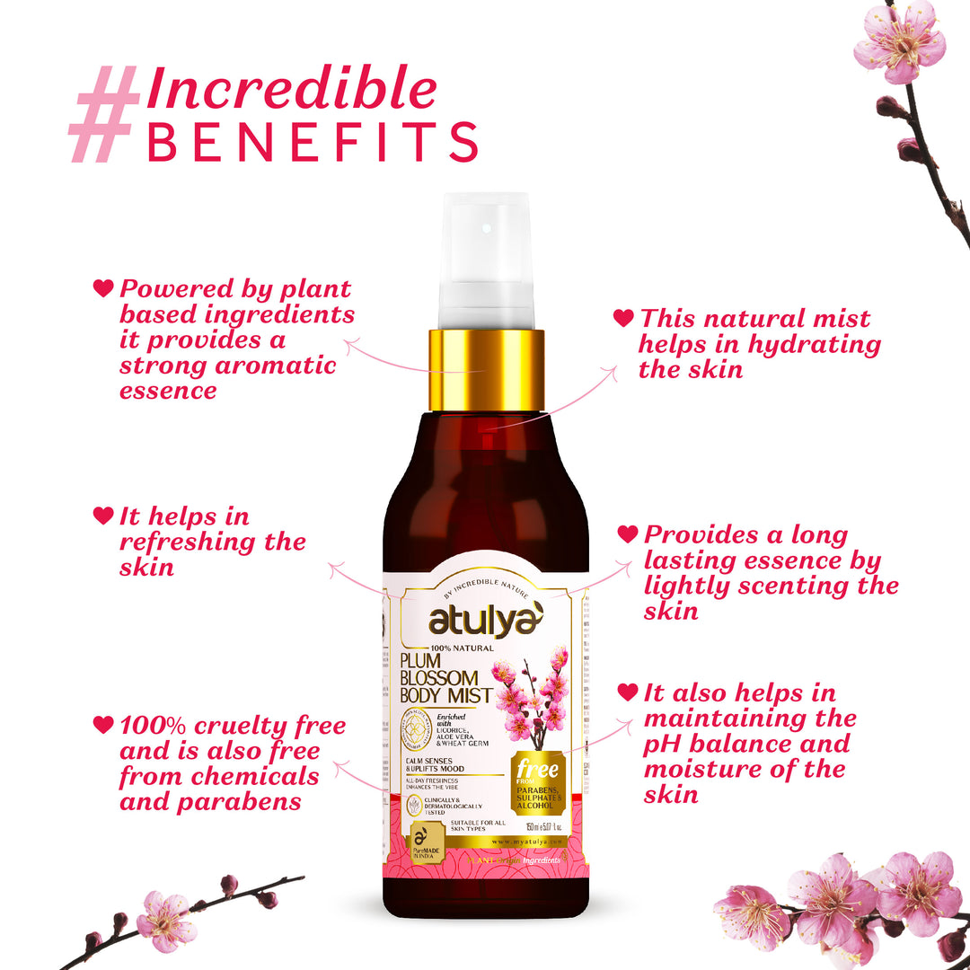 Atulya Plum Blossom Body Mist | Mood-lifting Aroma - 150ml