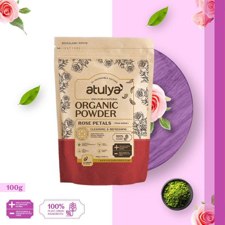 atulya Rose Petals Organic Powder-100% Pure & Natural