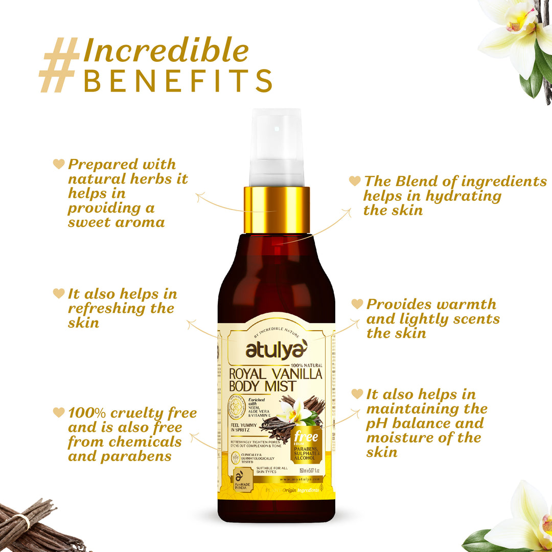 Atulya Royal Vanilla Body Mist | Nourishing and Refreshing - 150ml