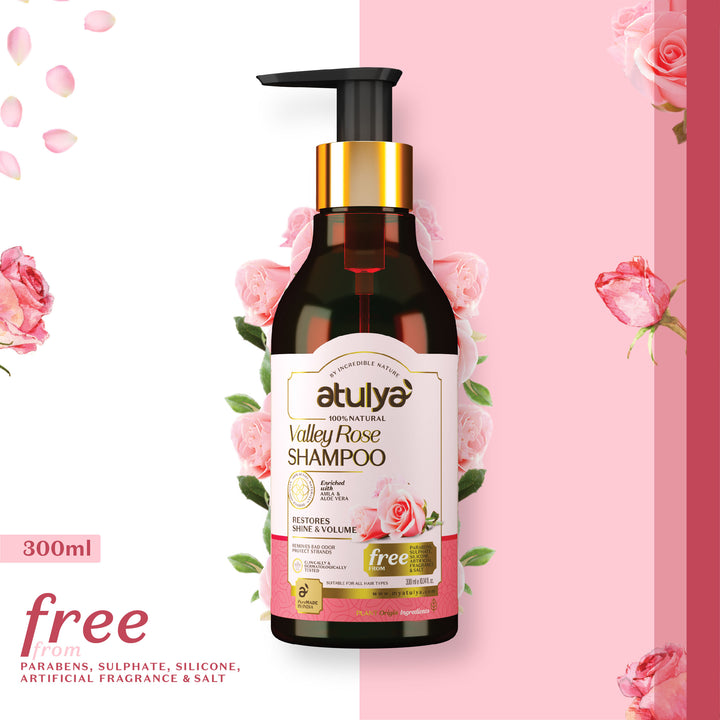 atulya Vally Rose Hair Shampoo for Restoring Hair Shine & Volume