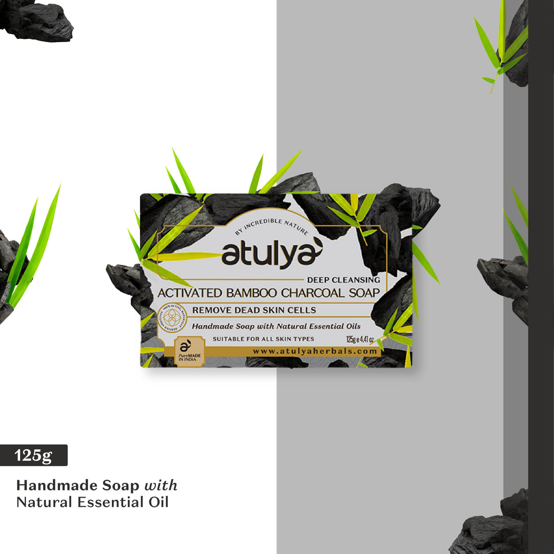 atulya Activated Bamboo Charcoal Soap for Removing Dead Skin Cells