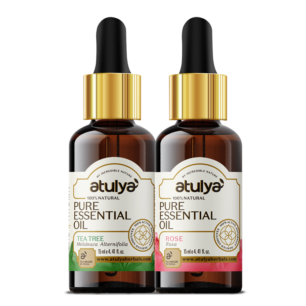 Atulya Tea Tree & Rose Essential Oil Combo (Pack of 2)