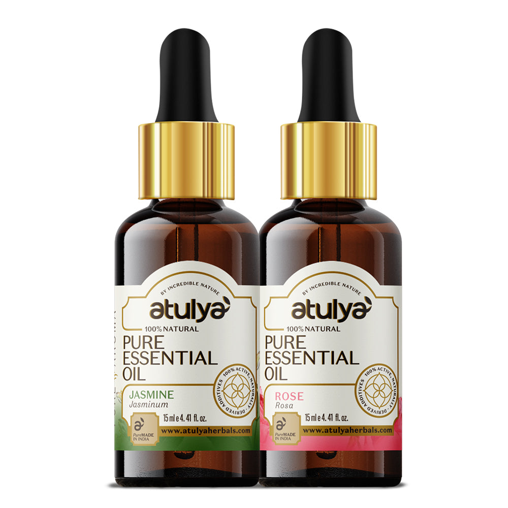 Atulya Jasmine & Rose Essential Oil Combo (Pack of 2)